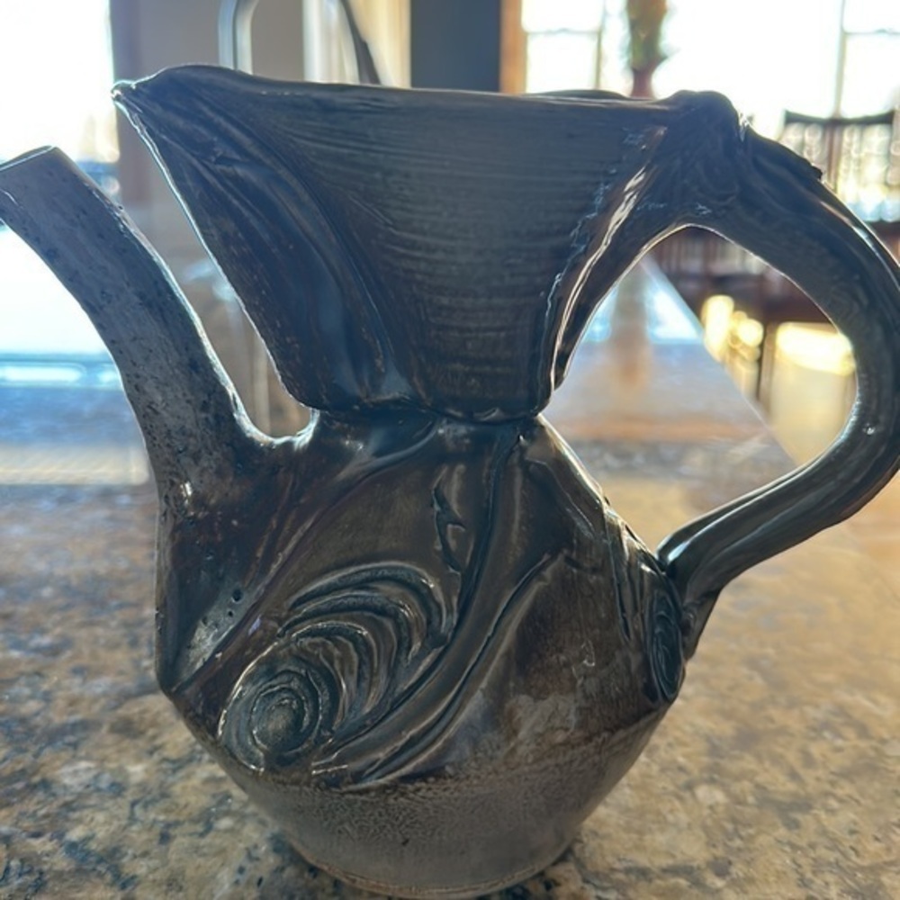 Pottery Tea Steeper blues and grays hand spun